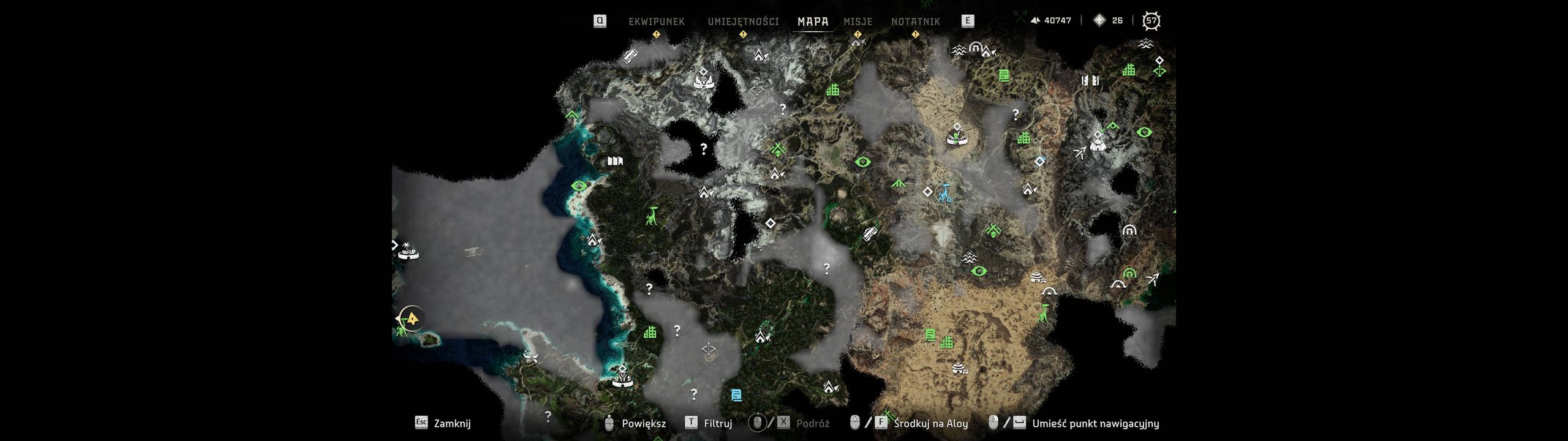 Horizon: Forbidden West na PC - mapa w panoramie...