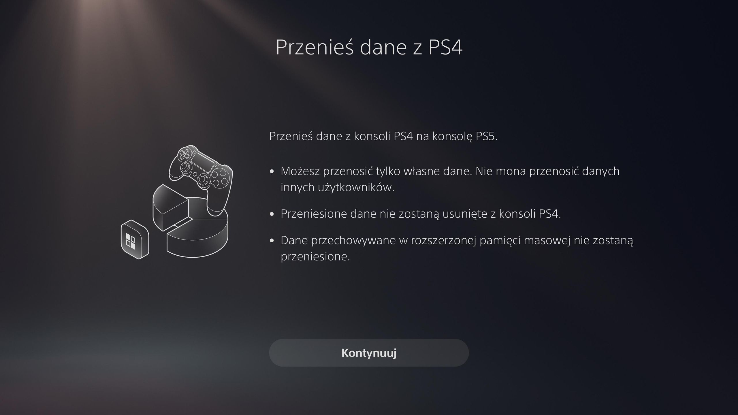 PS5 - początek procesu przenoszenia danych z PS4