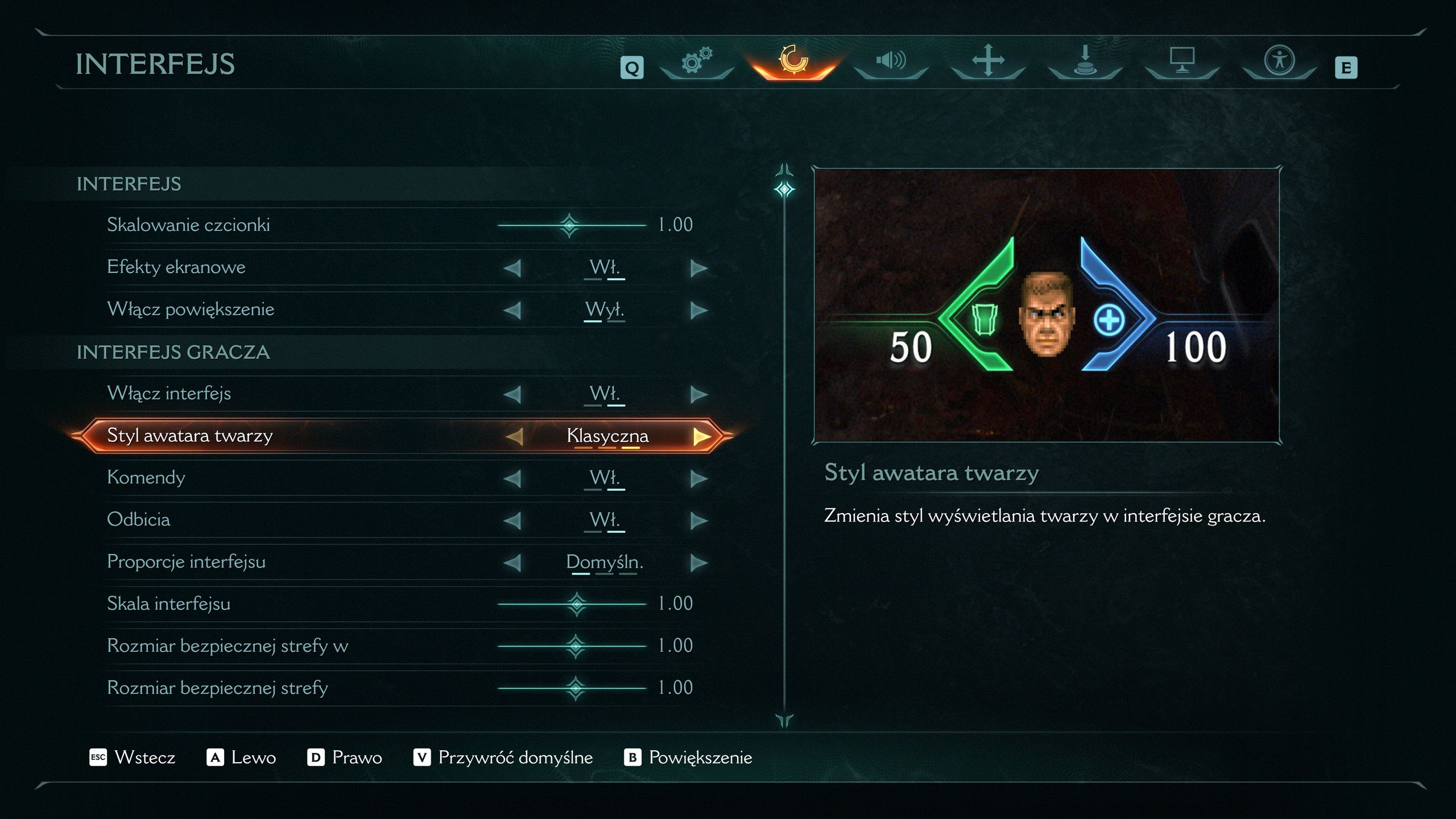 Doom Dark Ages - klasyczny interface