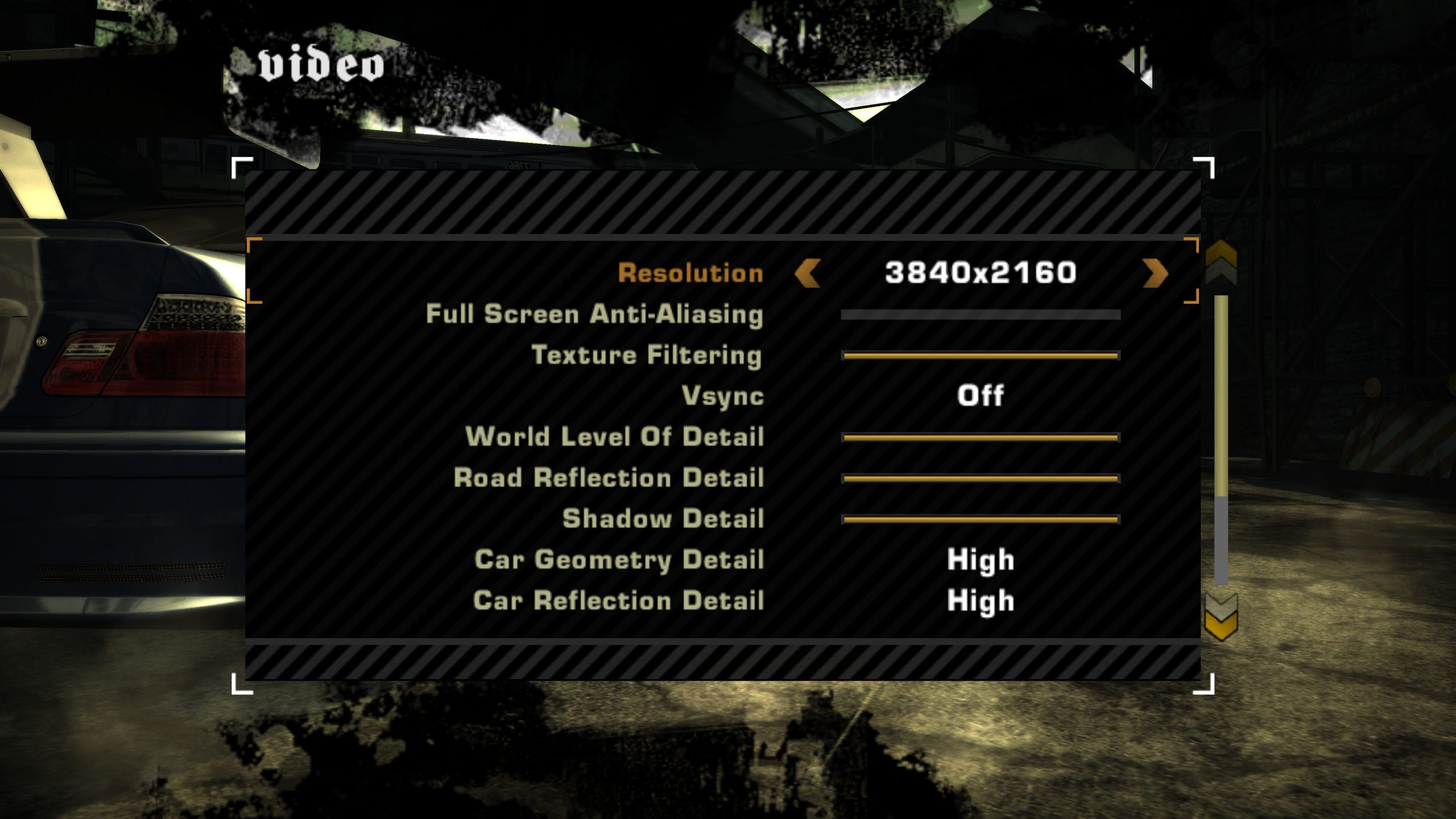 Zaawansowane ustawienia graficzne Need For Speed Most Wanted