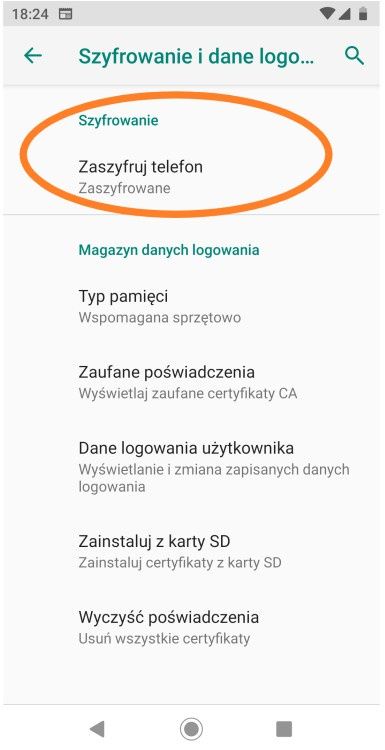 Szyfrowanie urządzenia z Androidem