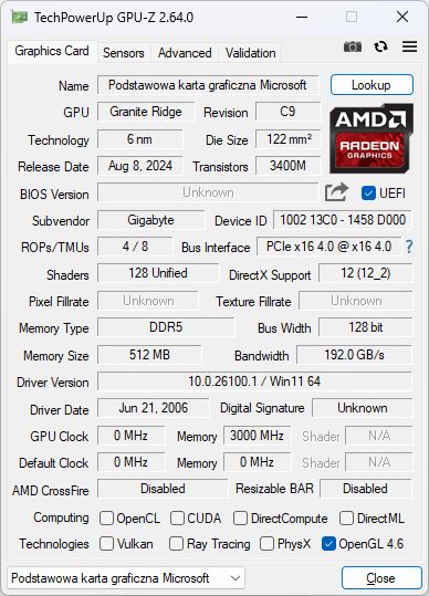 AMD Ryzen 9 9950X3D - układ graficzny