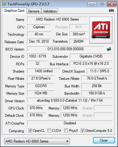 Gigabyte Radeon HD 6950 OC