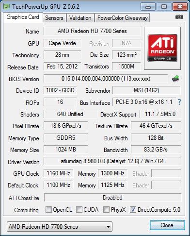 MSI Radeon 7770 Power Edition