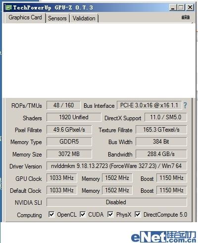 Nvidia GeForce GTX 780i karta graficzna specyfikacja zrzut ekranu GPU-Z