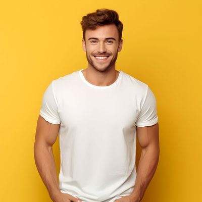 Mężczyzna w białym t-shircie