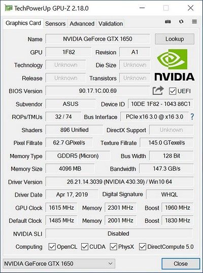 ASUS ROG STRIX O4G Gaming GTX 1650 - OC