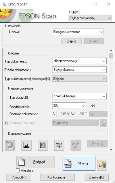 Epson L850 ustawienia skanowania 3