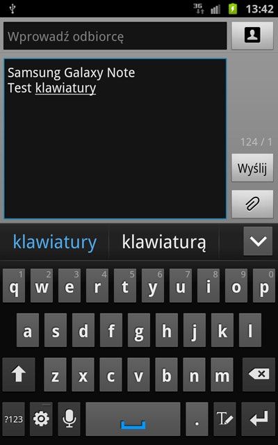 Samsung Galaxy Note - klawiatura