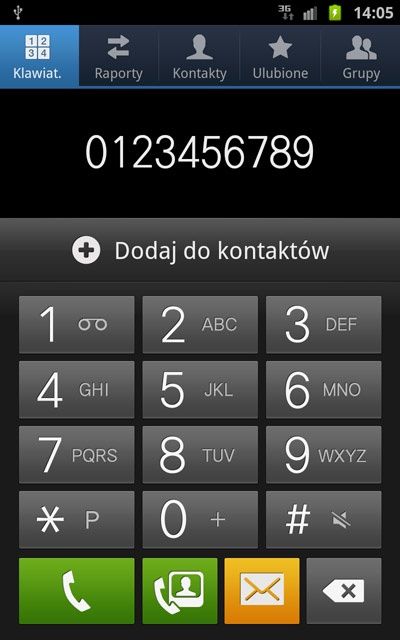 Samsung Galaxy Note - klawiatura numeryczna