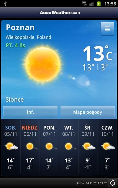 Samsung Galaxy Note - pogoda