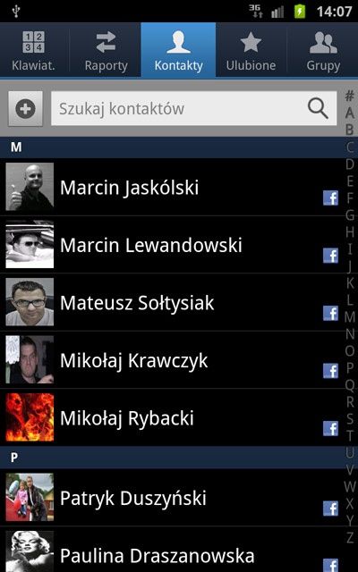 Samsung Galaxy Note - lista kontakt&oacute;w