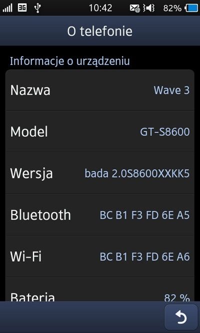 Samsung Wave 3 - informacje o systemie