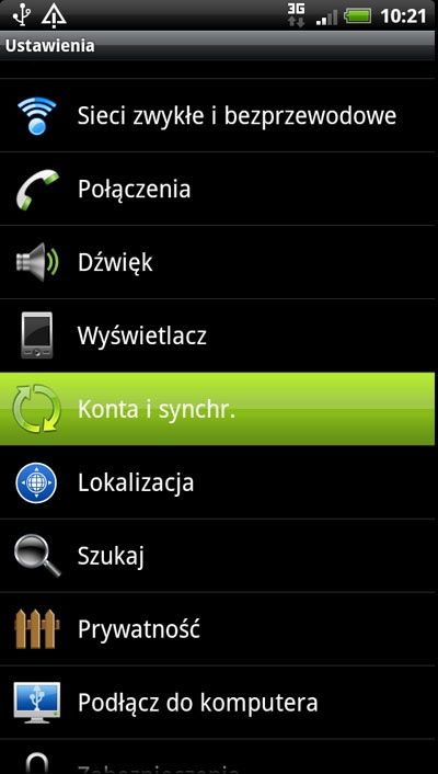 Dodawanie konta Google
