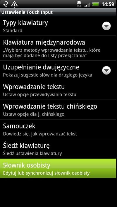 Zapisywanie słownika na karcie microSD