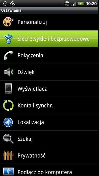 Przełączanie między trybami 2G i 3G
