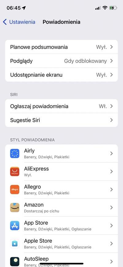 powiadomienia iPhone