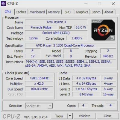 AMD Ryzen 3 1200 AF - podkręcanie