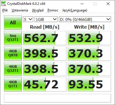 Samsung SSD 870 EVO 500 GB - CrystalDiskMark