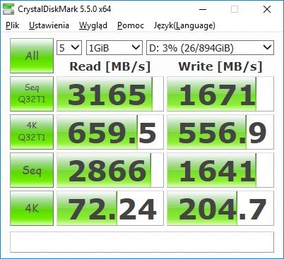 ADATA XPG SX8200 960 GB - CrystalDiskMark