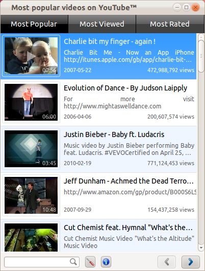 smtube aplikacja odtwarzacz serwis youtube wygląd okno główne