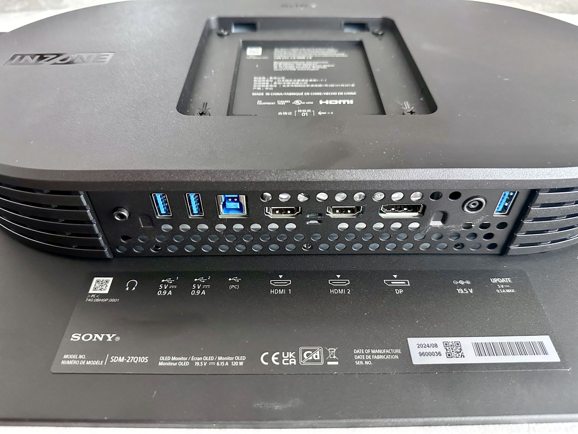 Sony InZone M10S - złącza