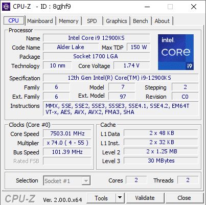 Intel Core i9-12900KS - rekord podkręcania