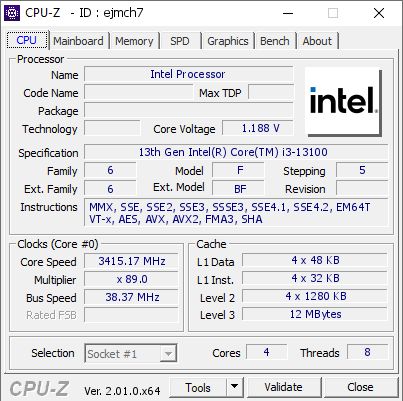 Intel Core i3-13100 - specyfikacja