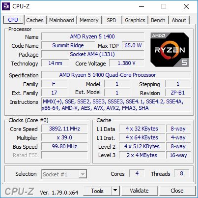 AMD Ryzen 5 1400 - podkręcanie
