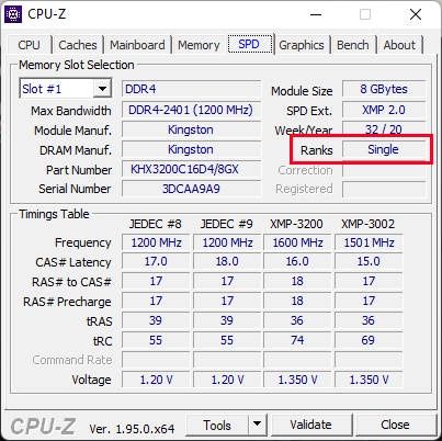 CPU-Z - sprawdzanie ranks pamięci