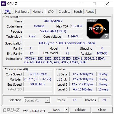 AMD Ryzen 7 8800X - benchmark.pl
