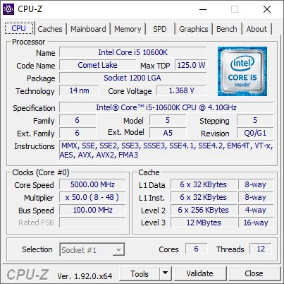 Intel Core i5-10600K - podkręcanie procesora