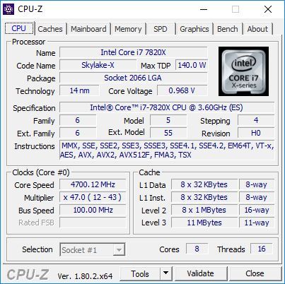 Intel Core i7-7820X - podkręcanie