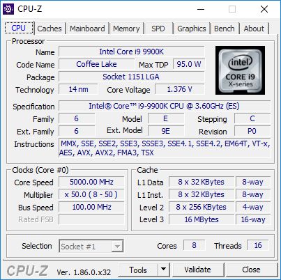 Intel Core i9-9900K - podkręcanie