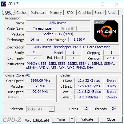 AMD Ryzen Threadripper 1920X - podkręcanie