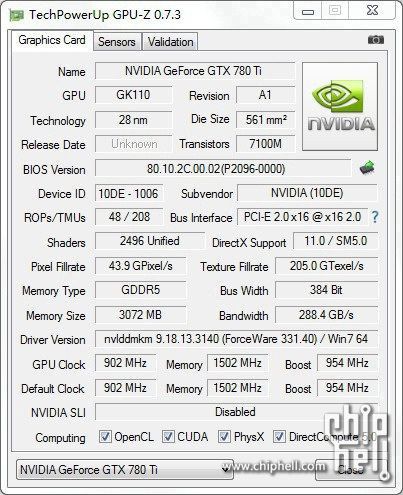 Nvidia GeForce GTX 780 Ti karta graficzna specyfikacja