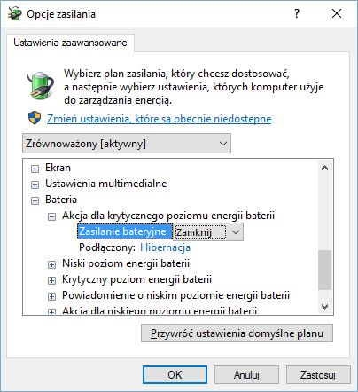 Opcje zasilania systemu Windows