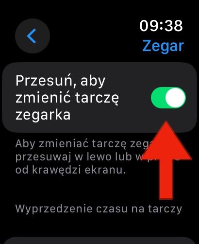 przesuń aby zmienić tarcze zegara