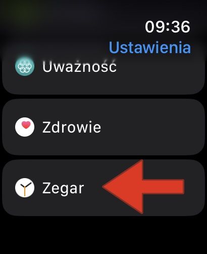Apple Watch ustawienia zegara