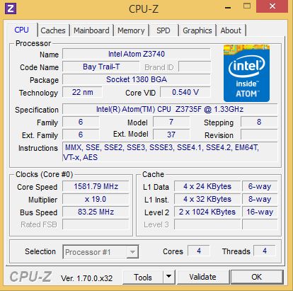 ZOTAC ZBOX IP340 pico - cpu-z