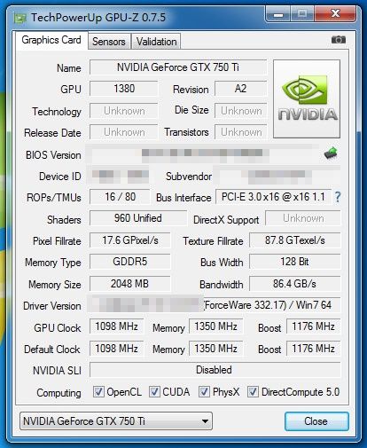 Nvidia GeForce GTX 750 Ti karta graficzna specyfikacja
