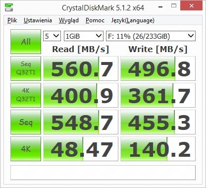 Crucial MX500 250GB - CrystalDiskMark