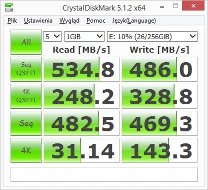 Crucial MX300 275 GB - CrystalDiskMark