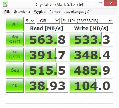 Plextor M7VG 256 GB - CrystalDiskMark