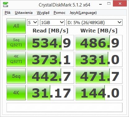Crucial MX300 525 GB - CrystalDiskMark