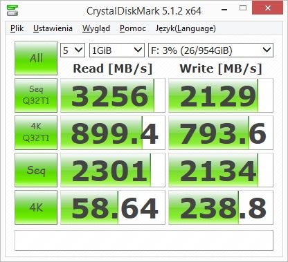 Plextor M9PeY 1 TB - CrystalDiskMark
