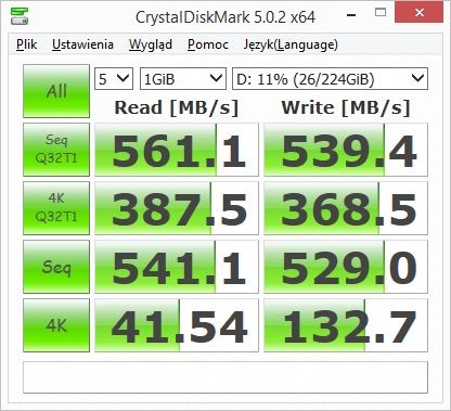 Zotac Premium SSD 240GB - wydajność CrystalDiskMark