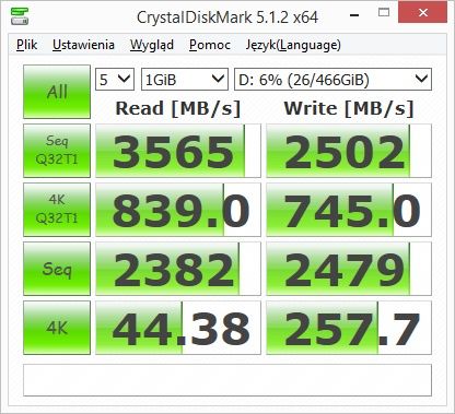 Samsung SSD 970 EVO 500 GB - CrystalDiskMark