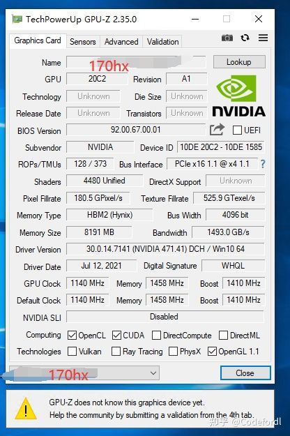 Nvidia CMP 170HX - specyfikacja