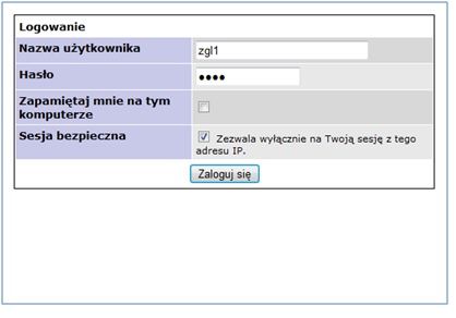 Logowanie do portalu Centrum Wsparcia Aplikacji. [źródło: Gavdi]